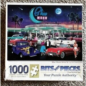 Bits & Pieces 1000 pc puzzle - Blue Moon Drive In Used Complete